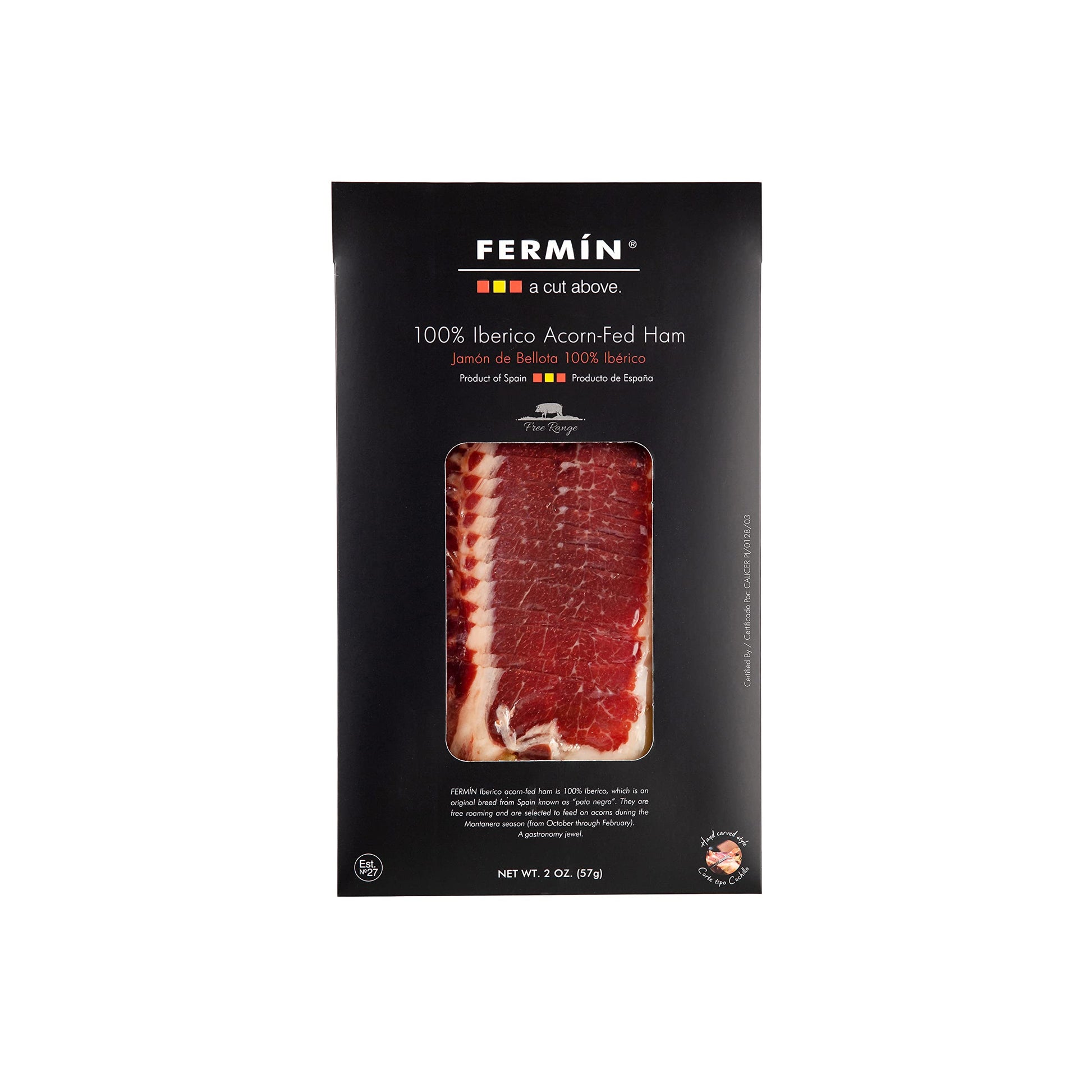 100% Iberico Acorn-Fed Ham Free Range // Jamon de Bellota 100% Iberico // (2 oz) by Fermin