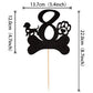 ZHUOWEISM 8th Birthday Cake Topper Black Glitter Dog Paw for Kids Party Decorations