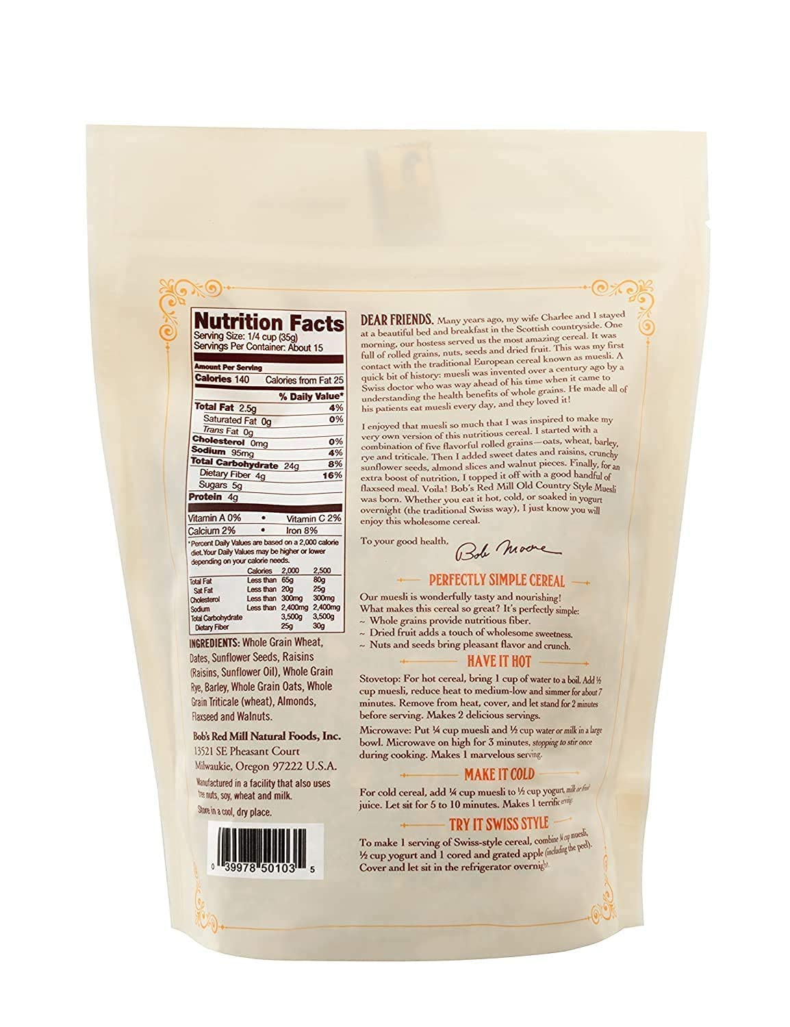 Bobs Red Mill Muesli (2x18 oz.)
