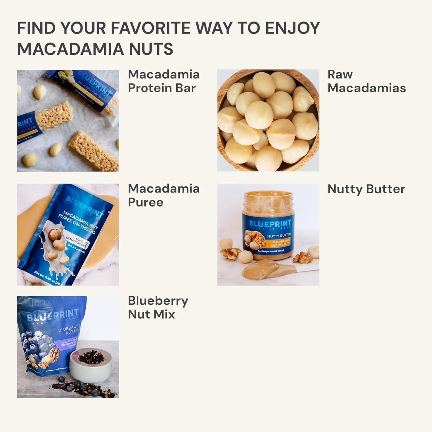 Blueprint Bryan Johnson Macadamia Bars - Variety Pack