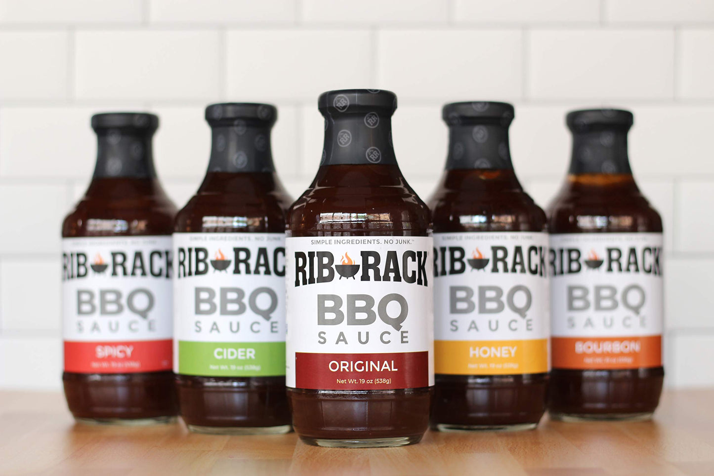 Rib Rack BBQ Sauce Variety Pack - Original, Sweet Honey, Southern spirit-inspired flavor, Campfire Cider, 4 Count, 1.18 Pound