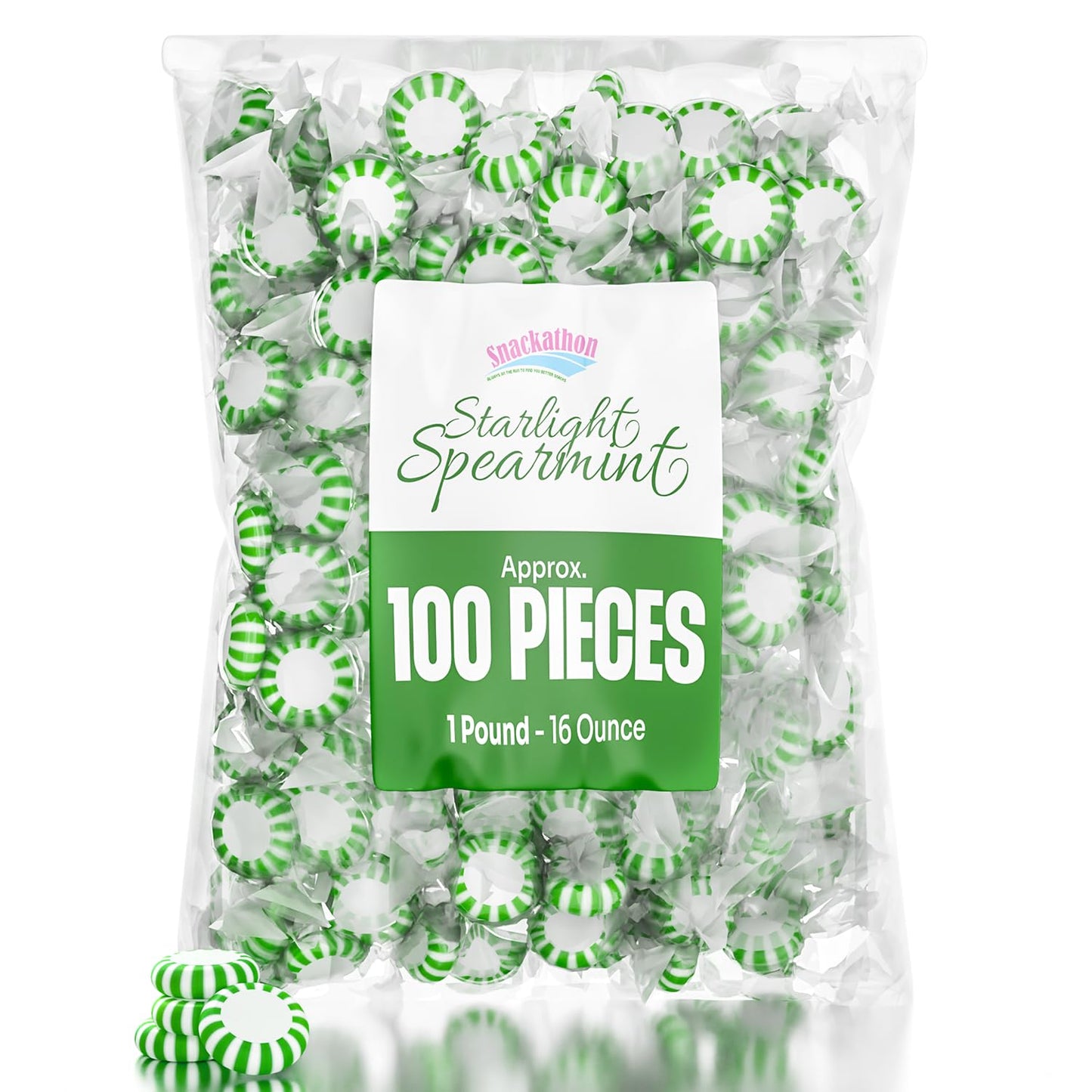 Snackathon Starlight Candy, Spearmint, Individually Wrapped, 1 Pound