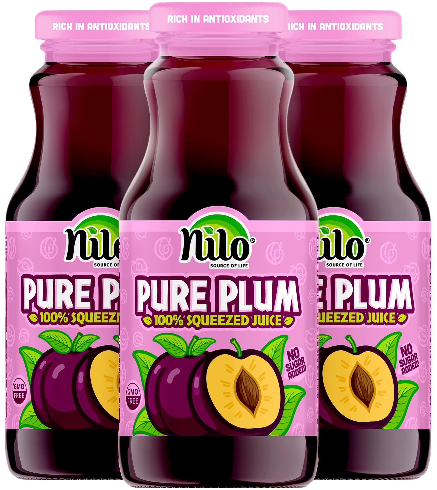 NILO Plum Juice | 100% Squeezed Plum Ciruela | NO Sugar added | NON GMO | NOT From Concentrate | 8.45 oz (Pack of 12)
