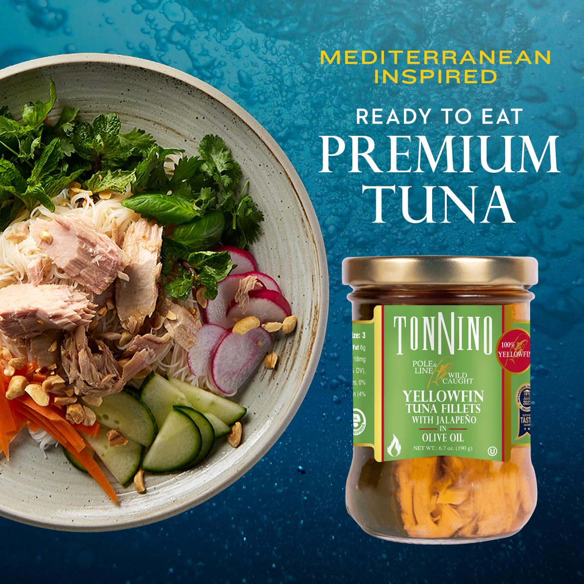 Tonnino Canned Pole & Line Tuna Yellowfin Fillets (Pack Of 6, Jalapeno In Olive Oil)