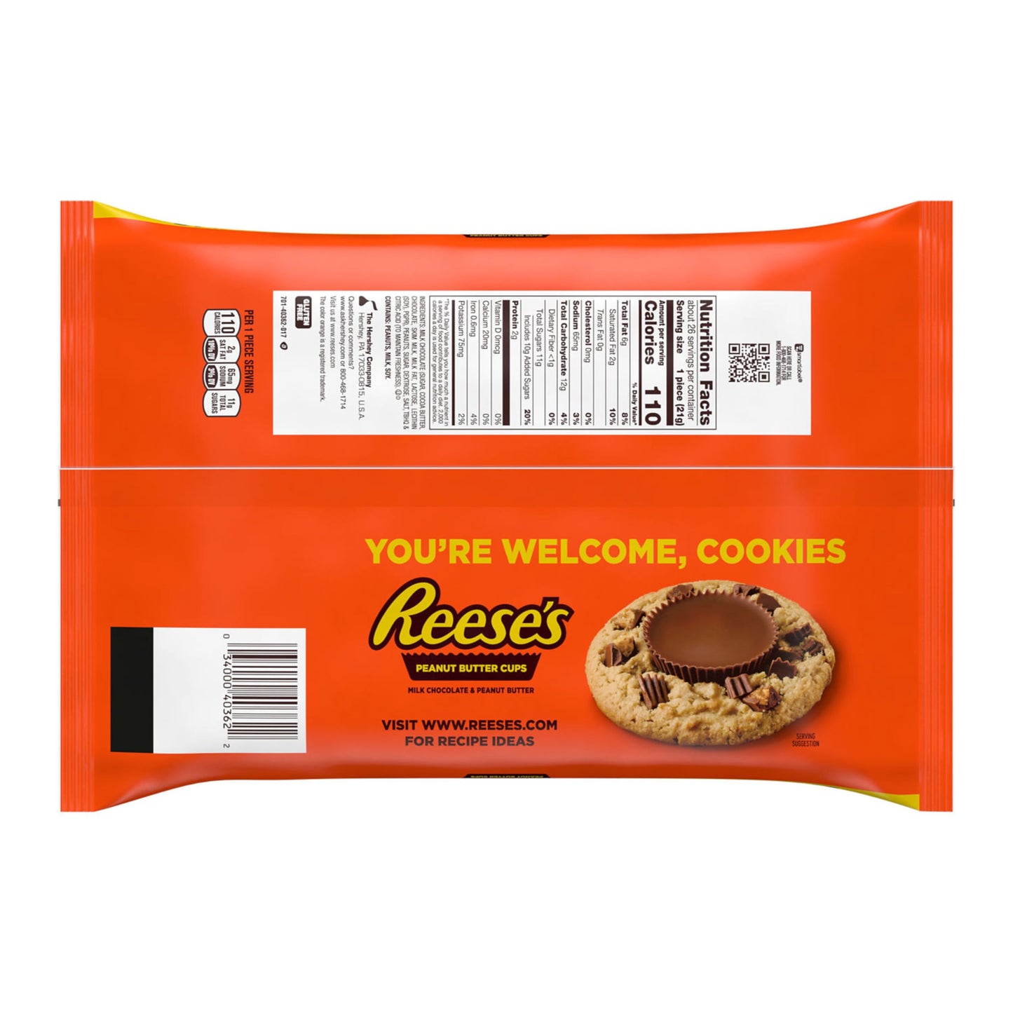 REESES Milk Chocolate Snack Size Peanut Butter Cups, Candy Jumbo Bag, 19.5 oz