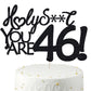 Happy 46Th Birthday Cake Topper 46 Birthday Cake Toppers-Black Glitter, Funny 46Th Cake Topper For Men,46 Cake Topper For Women,