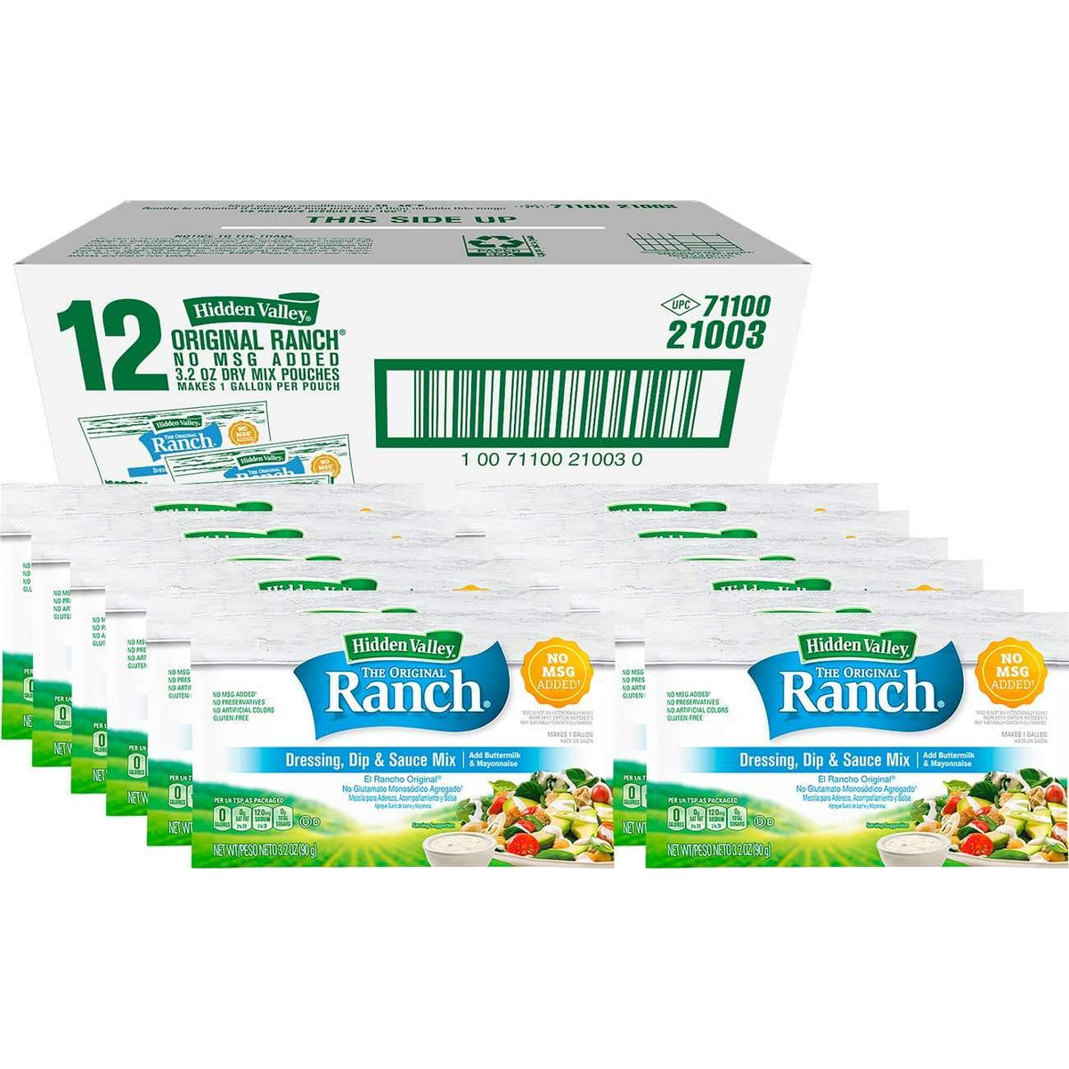 Hidden Valley, Original Buttermilk Ranch, No MSG, Gluten-Free, Dry Mix, 1 Gallon (12 Count)