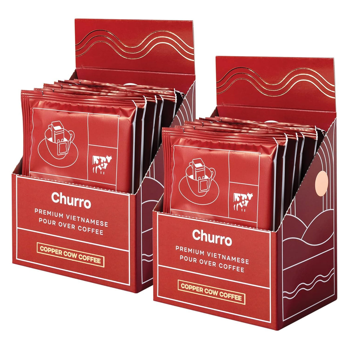 Copper Cow Coffee Premium Vietnamese Coffee: Single-Serve Churro Coffees (Includes: 16 Churro Coffees)