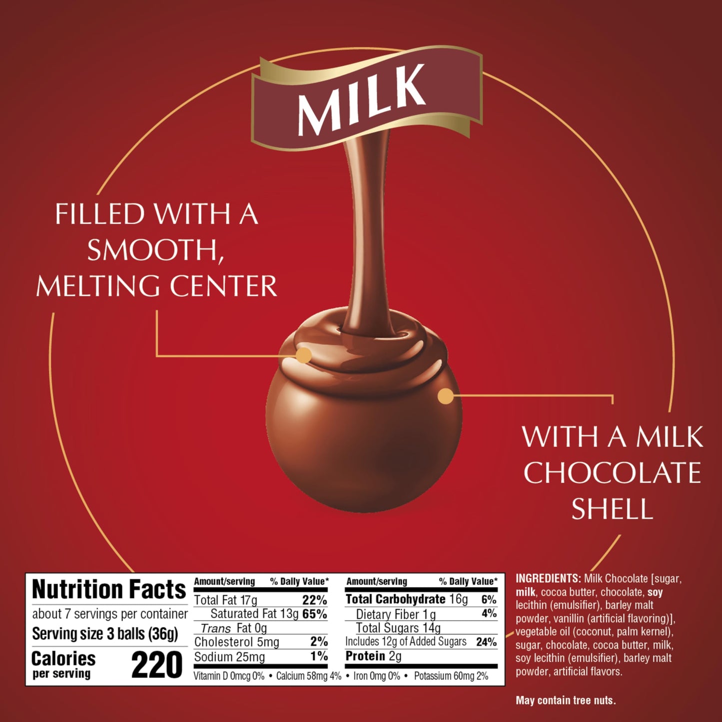 Lindt LINDOR Milk Chocolate Truffles, Smooth Melting Center, 8.5 oz Bag, Pack of 6, Natural