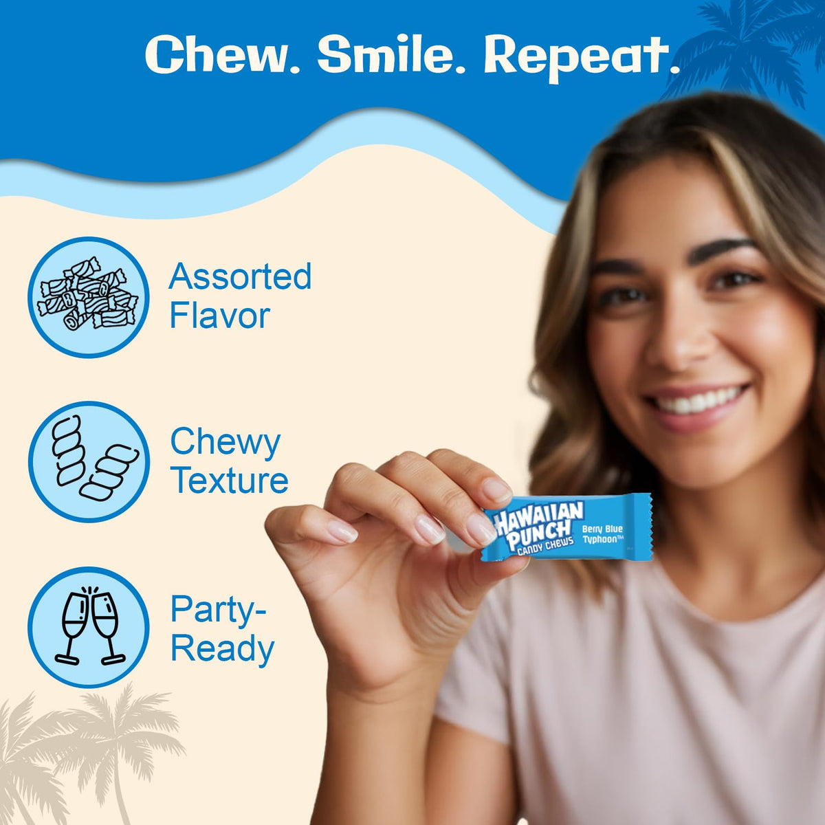 Adams & Brooks, Inc. Hawaiian Punch Chews Fruity Chewy Individually Wrapped, Bulk Candy Chews (3 Pound) (Assorted Flavors)