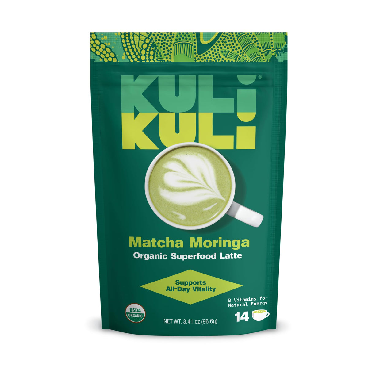 Kuli Kuli Matcha Moringa Organic Superfood Latte - Matcha Green Tea Powder For Natural Energy Blend & Antioxidants With Moringa And Lions Mane For Cognitive Support And Mental Focus