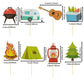 Mulukaya 24Pcs Camping Cupcake Toppers - Tent, Bonfire, Guitar - Birthday Party Cake Decoration Supplies