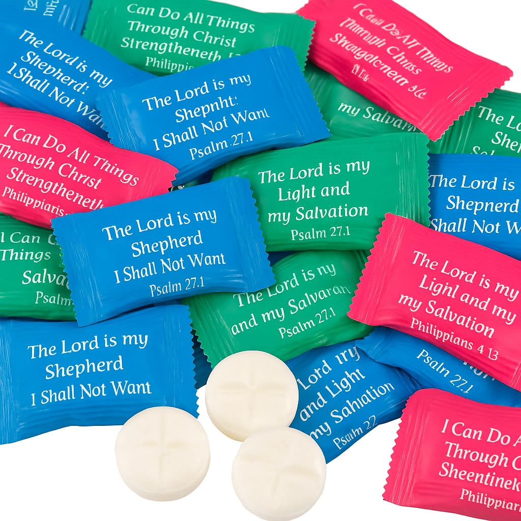 216ct Bible Verse Butter Mints Bulk - Individually Wrapped Christian Candy for Easter, Church, Sunday School, Weddings, Graduati