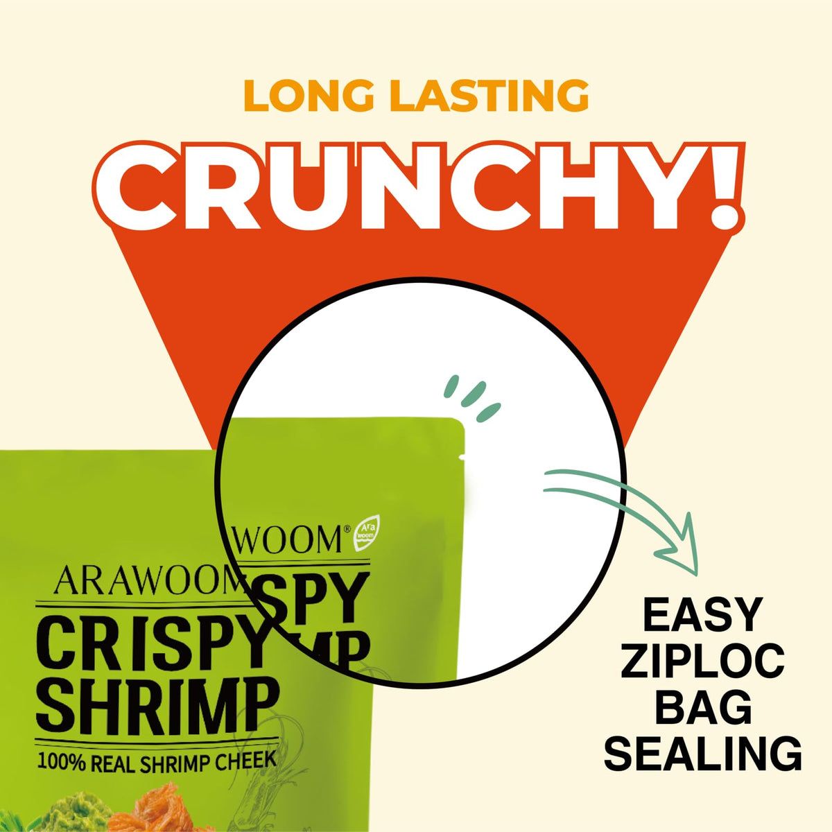 Arawoom - Real Crispy Shrimp Cheek Snack - 100% Real Black Tiger Shrimp - 16 Ounce (Pack Of 1) - Wasabi Flavor - Crunchy Treat F
