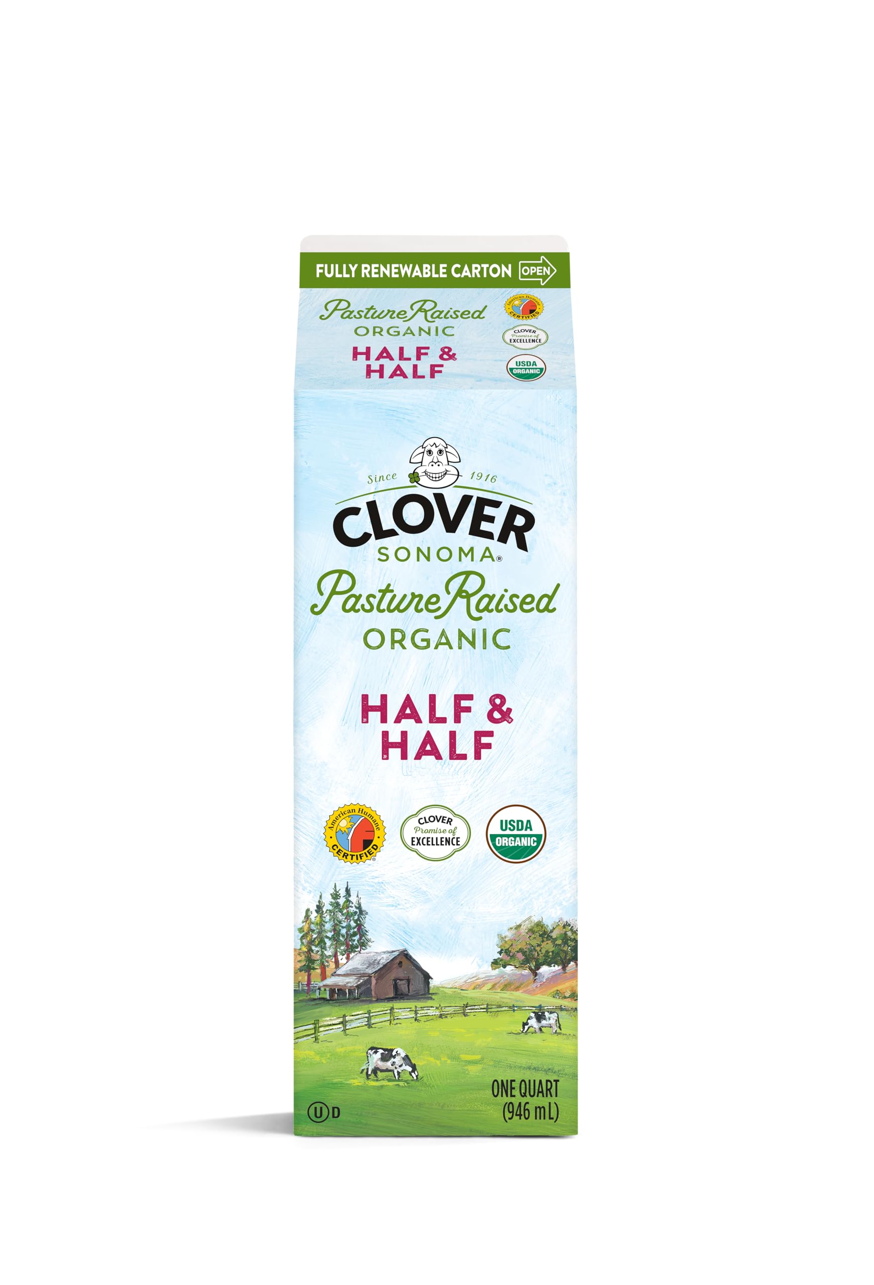 Clover Sonoma, Organic Half & Half, quart, 32 Oz