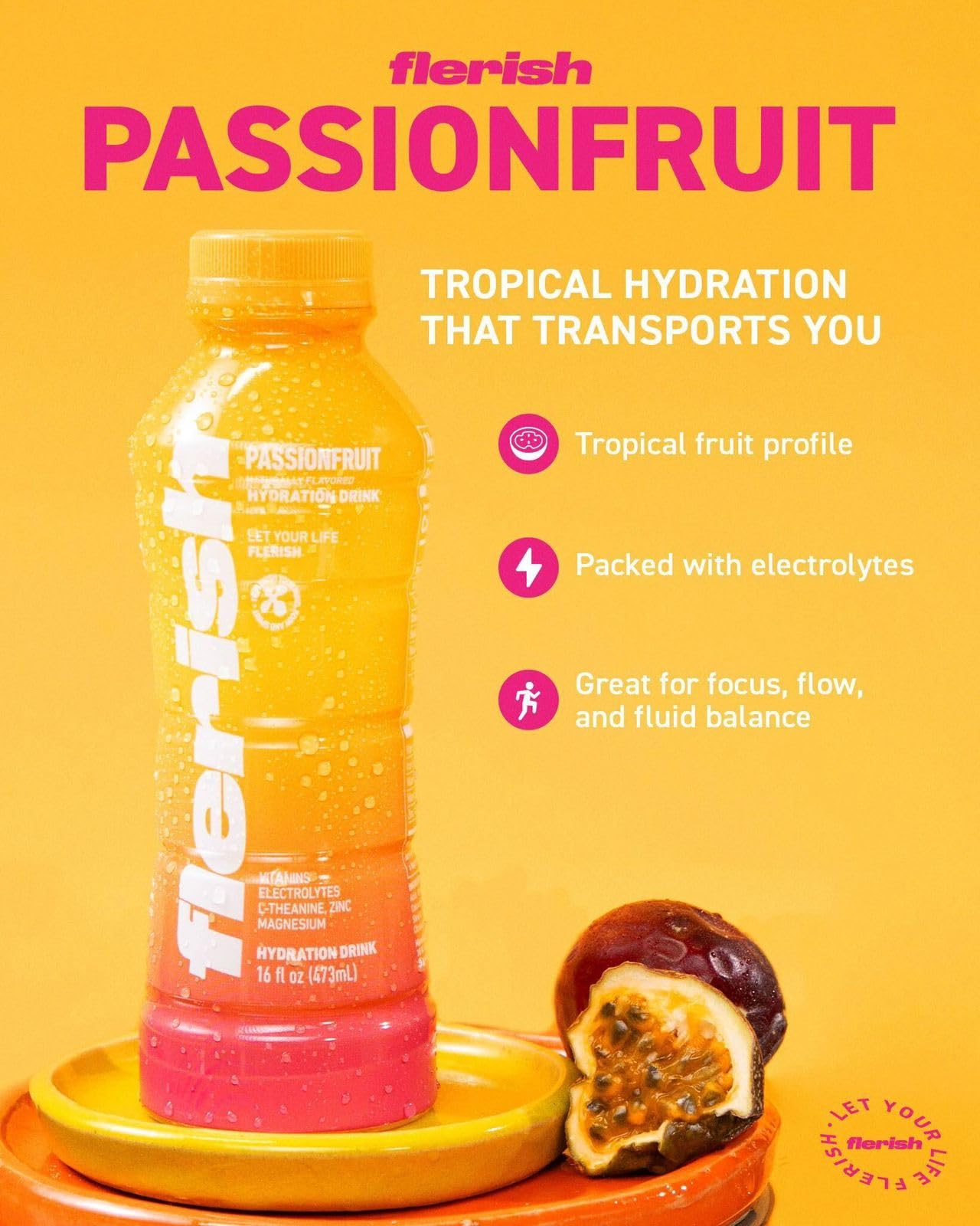 Flerish Enhanced Hydration Drink | Watermelon-Based Functional Beverage With Electrolytes | Magnesium & L-Theanine | No Artificial Sweeteners | 35 Calories (Variety, 12-Pack, 16 Fl Oz)