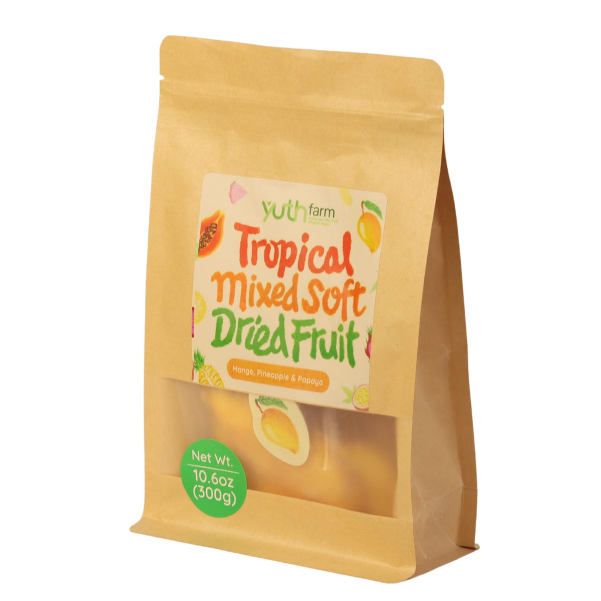 Yuth Farm Natural Soft Dried Fruit Gift Set 300G (10.6 Oz) (Tropical Mixed (Mango, Pineapple, Papaya))