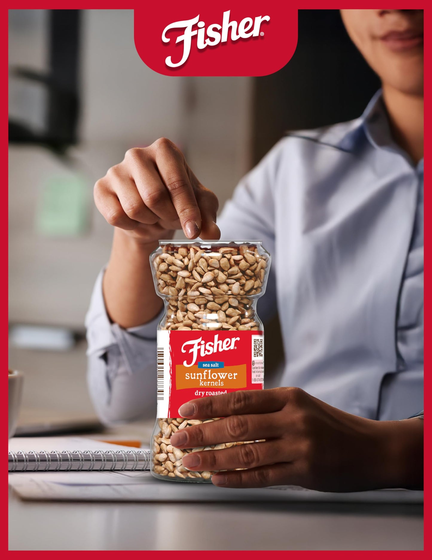 Fisher Dry Roasted Sunflower Seeds Kernels with Sea Salt  7.25 oz  Sunflower Seeds to Eat  Gluten-Free  No Sugar Added  Crunchy Snacks for mature-themeds  Perfect for Salads  Yogurt  & On-the-Go Snacking