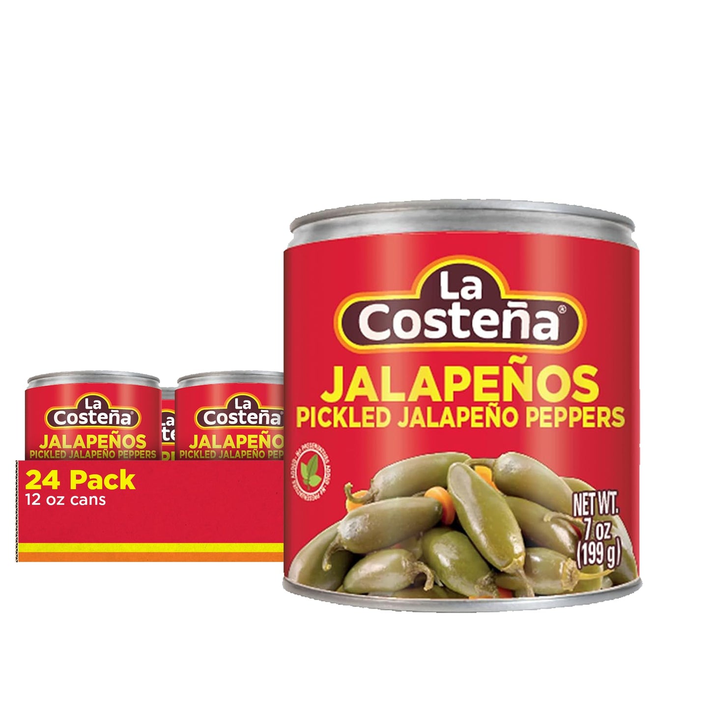 La Costeña Whole Pickled Jalapeño Peppers, 7 Ounce, Pack of 24