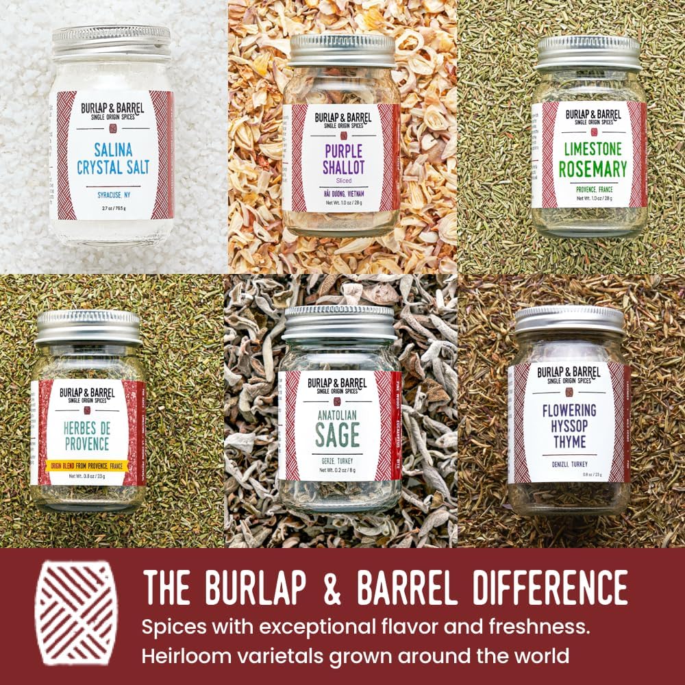 Burlap & Barrel Herb & Salt Gift Set - 6 Full Size Jars, Make Your Own Spice Blend, 1 Ounce Each