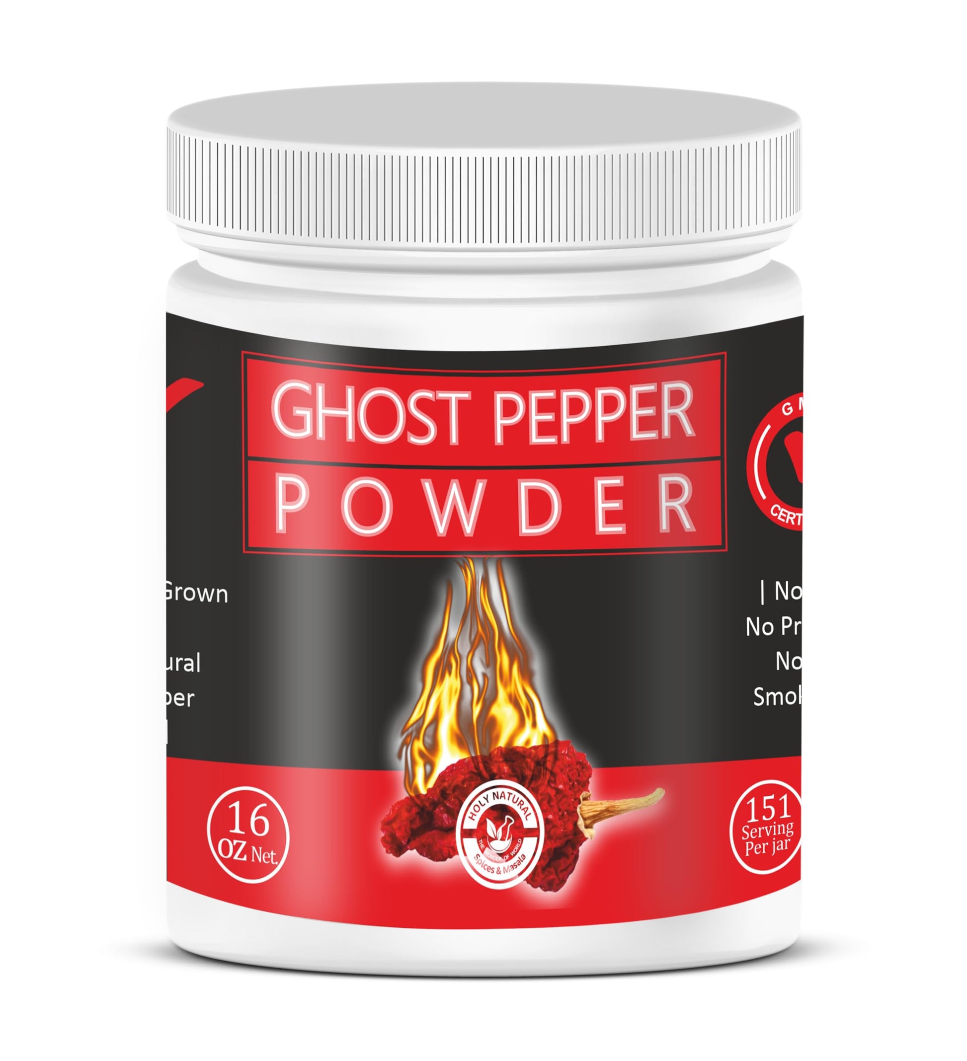Ghost Pepper Powder (Bhut Jolokia Chili) - 16 Oz/454 Gm  100% Pure  Rich Flavor  Hottest & Spicy Chili Powder  Add Unique  Delicious  Complex And Smoky Flavor To Your Favourite Dishes