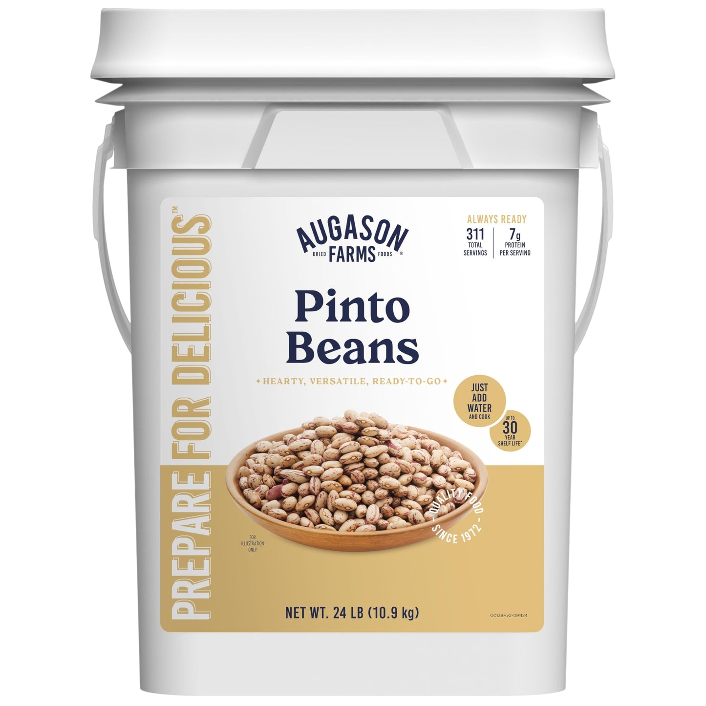 Augason Farms Pinto Beans Emergency Bulk Food Storage 4 Gallon Pail 253 Servings
