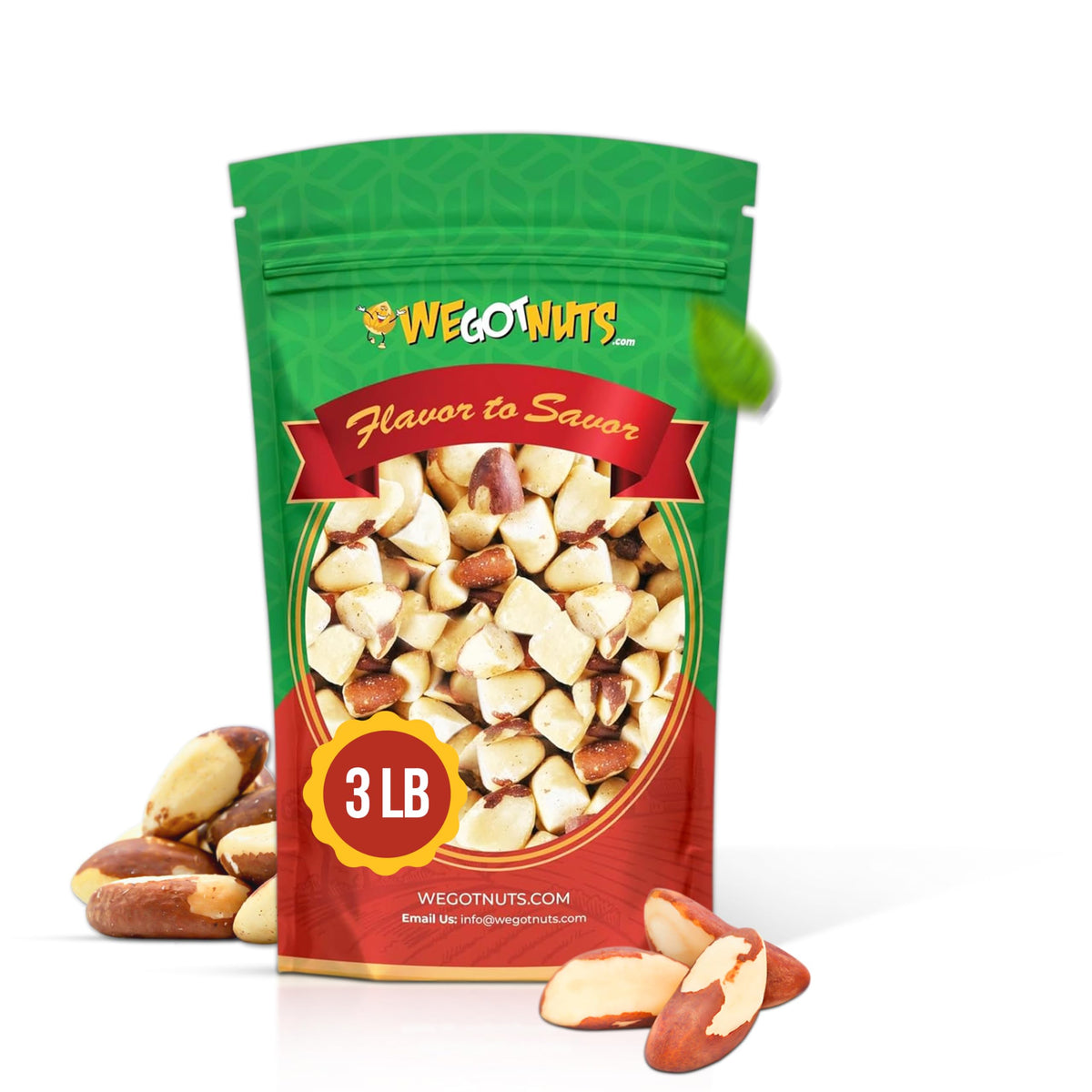 We Got Nuts, Roasted Salted Brazil Nuts, Whole, Shelled, 3 Lbs., Packed Fresh in a Resealable Bag, Gluten Free, Protein Rich, Ve