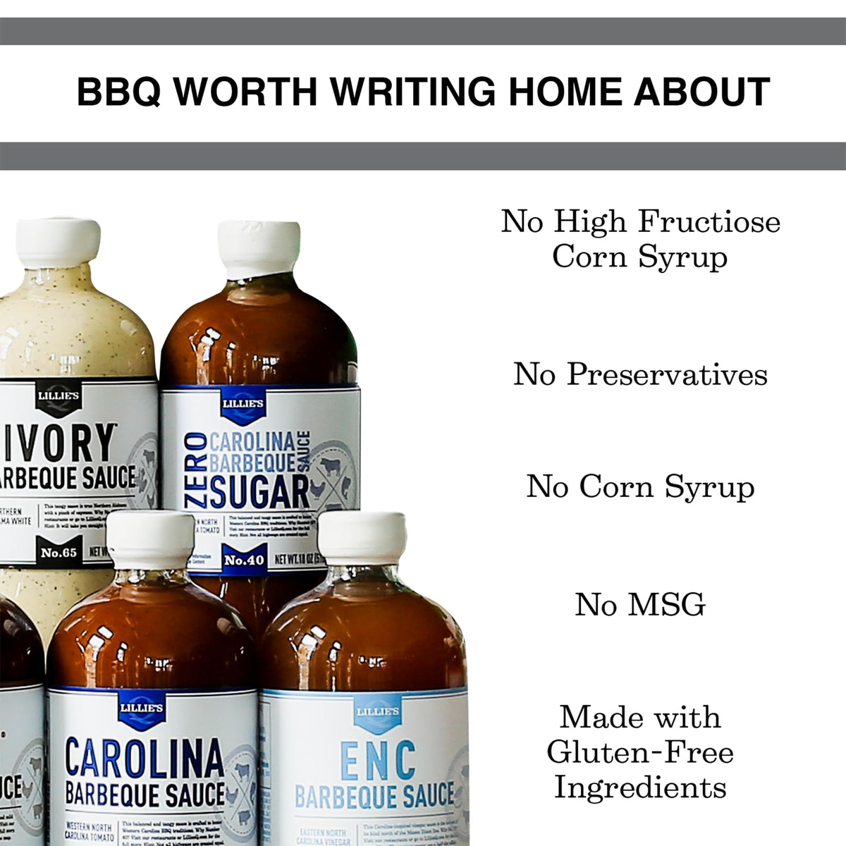 Lillies Q Smoky Barbeque Sauce, Gourmet BBQ, Sweet Brown Sugar, Gluten-Free, 156 oz, Model FGLIL126-1