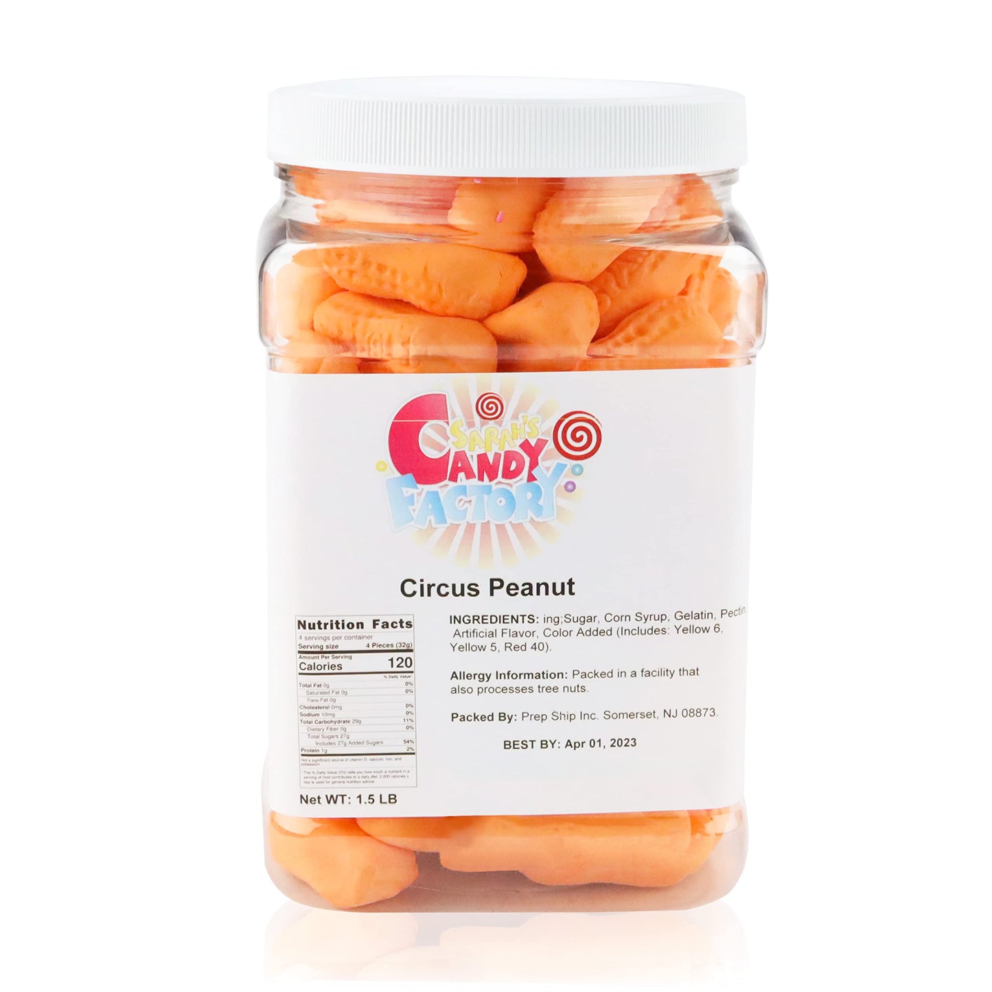 Sarah s Candy Factory Circus Peanuts Marshmallow | Spangler Retro Candy in Jar, 1.5 Lbs
