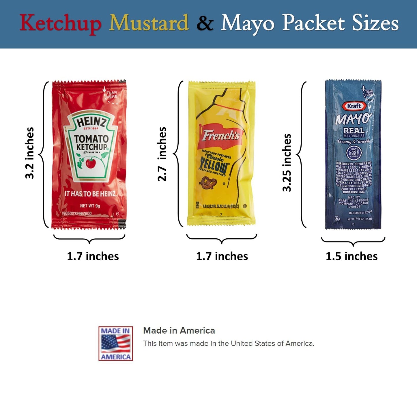 Gift Set: 25 Ketchup, 25 Mustard & 25 Mayo Packets - 75 Total Condiment Packs With Cmc Products Clip And Spreader (Approximately 25 Packets Each)