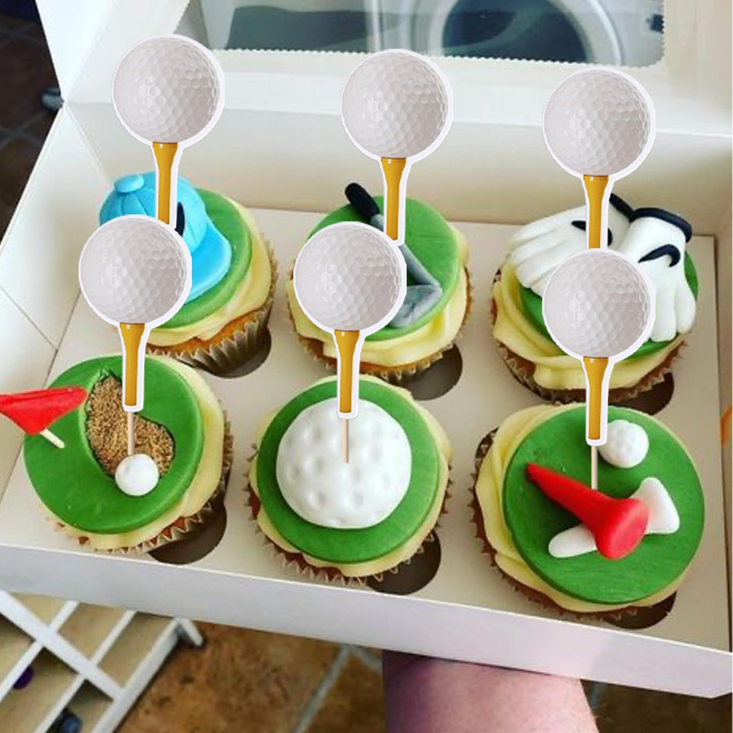 Rssta i Golf Cupcake Toppers - 40 Pack Cardstock Picks for Birthday Party Decorations, Design 1 Golf