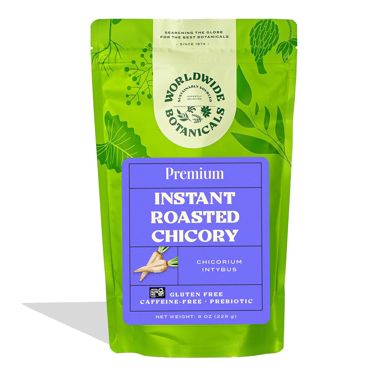 Worldwide Botanicals Instant Chicory Root  114 Servings - Energy Blend-Free Coffee Alternative - Blend Instant Chicory With Coffee  Prebiotic  Acid-Free  Kosher  Gluten-Free - 8 Ounces