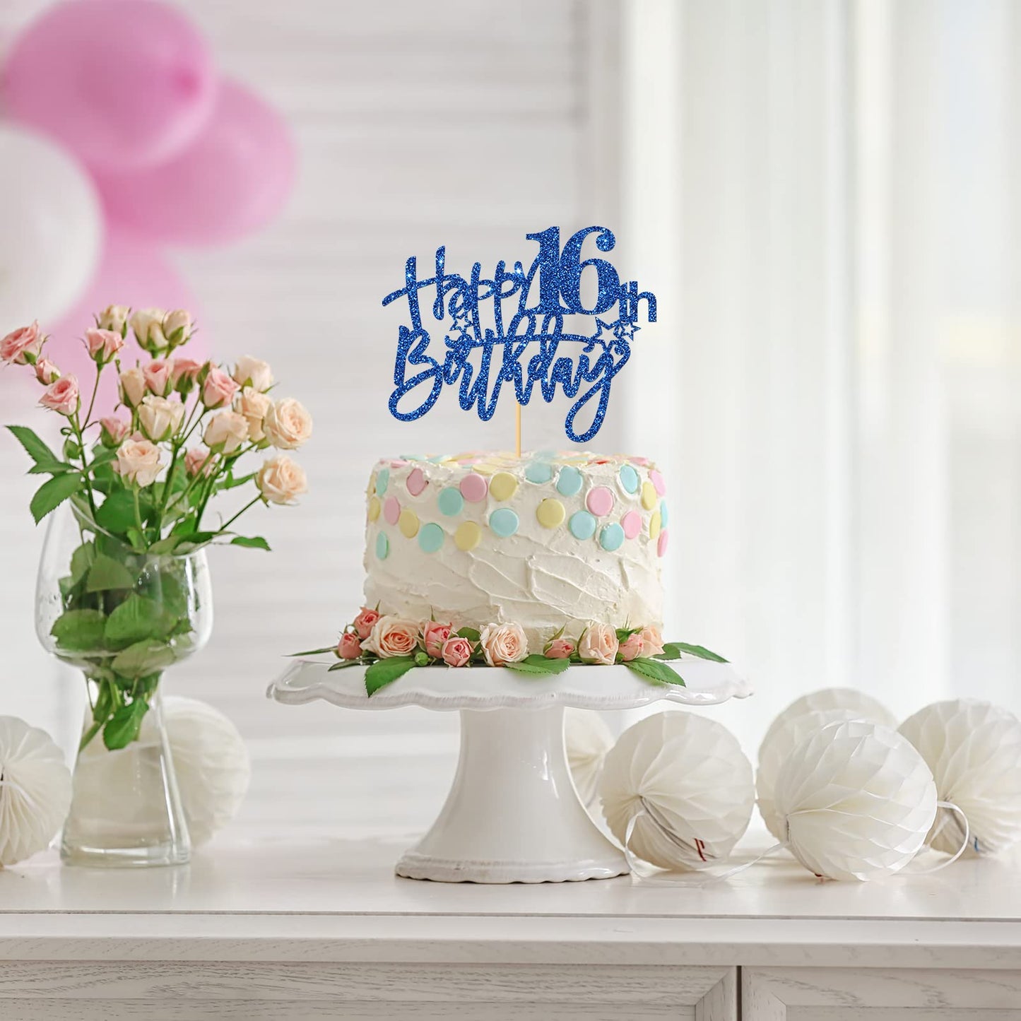 Roadsea Happy 16Th Birthday Cake Topper - Girl Boy Teenager Sixteen Years Old Birthday Cake Supplies - 16Th Birthday Party Decor