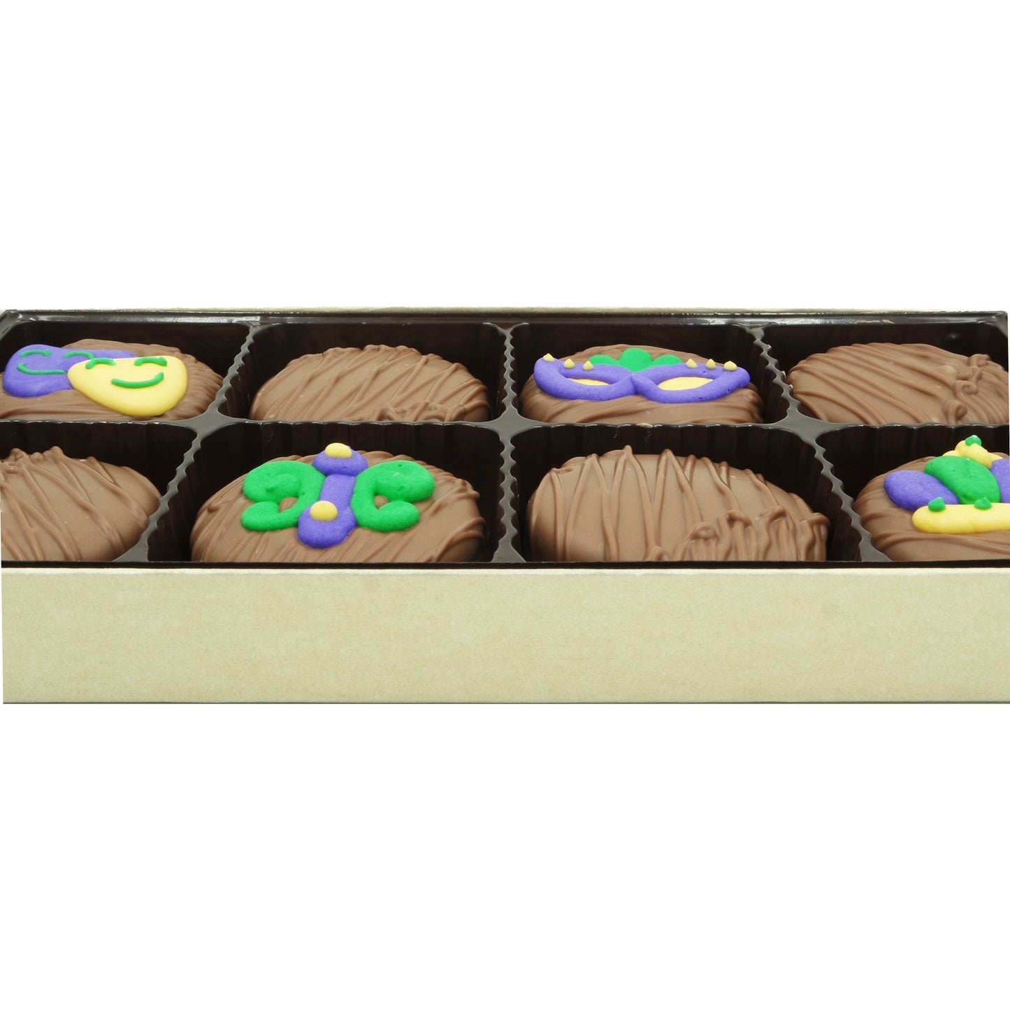 Philadelphia Candies Milk Chocolate Covered OREO Cookies Gift Box, Mardi Gras Assortment, 8 Ounce