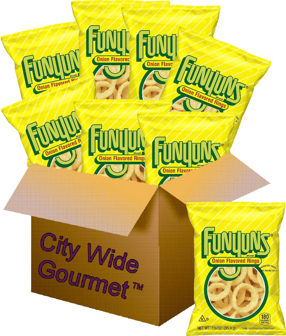FunyunS Onion Flavored Rings  1.25 Ounce Bags (Pack Of 8)  Bundled By City Wide Gourmet