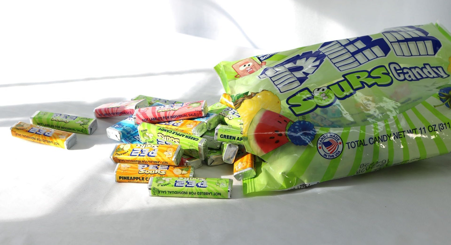 Bulk Sour Candies Refill Bags, Pineapple, Green Apple, Blue Raspberry, And Watermelon Hard Candy Sours 11Oz. Bag Of Sour Fruit C
