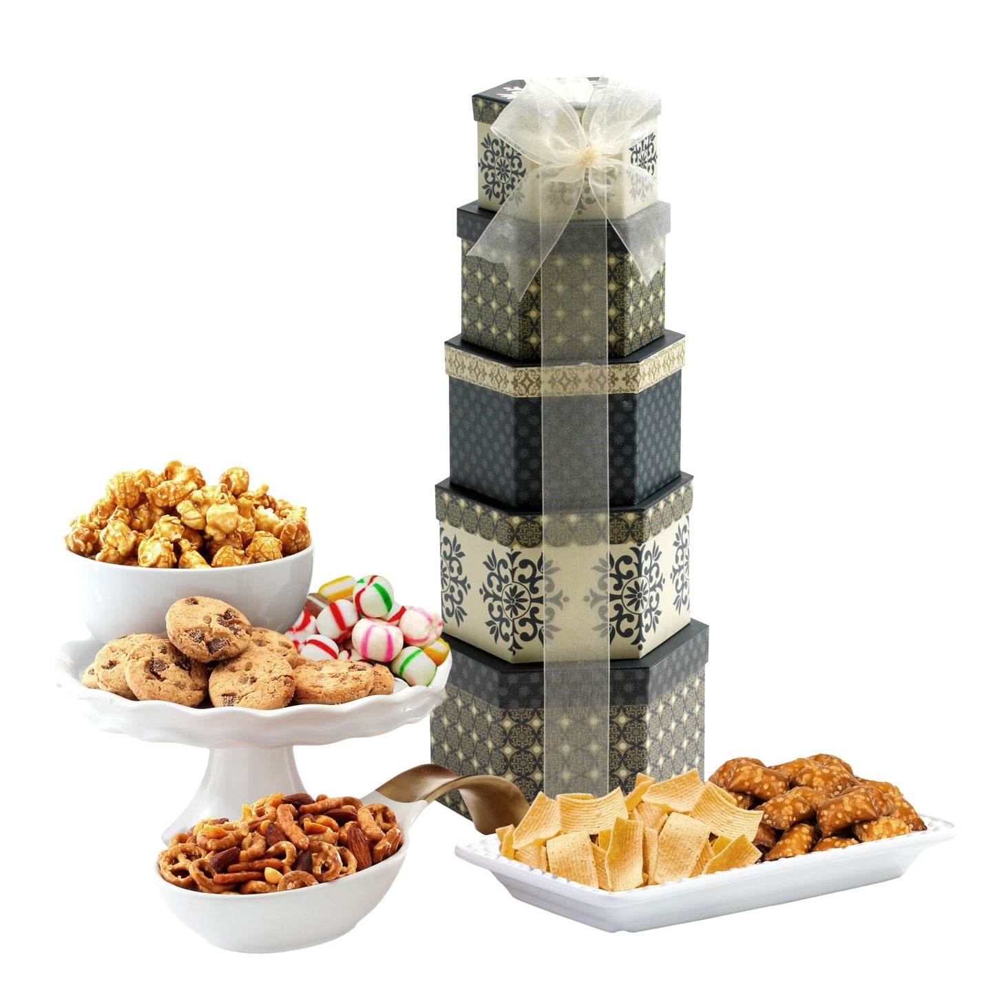 Gourmet Food Gift Basket Tower Snack Gifts for Women, Men, Families, College - Delivery for Holidays, Appreciation, Thank You, C