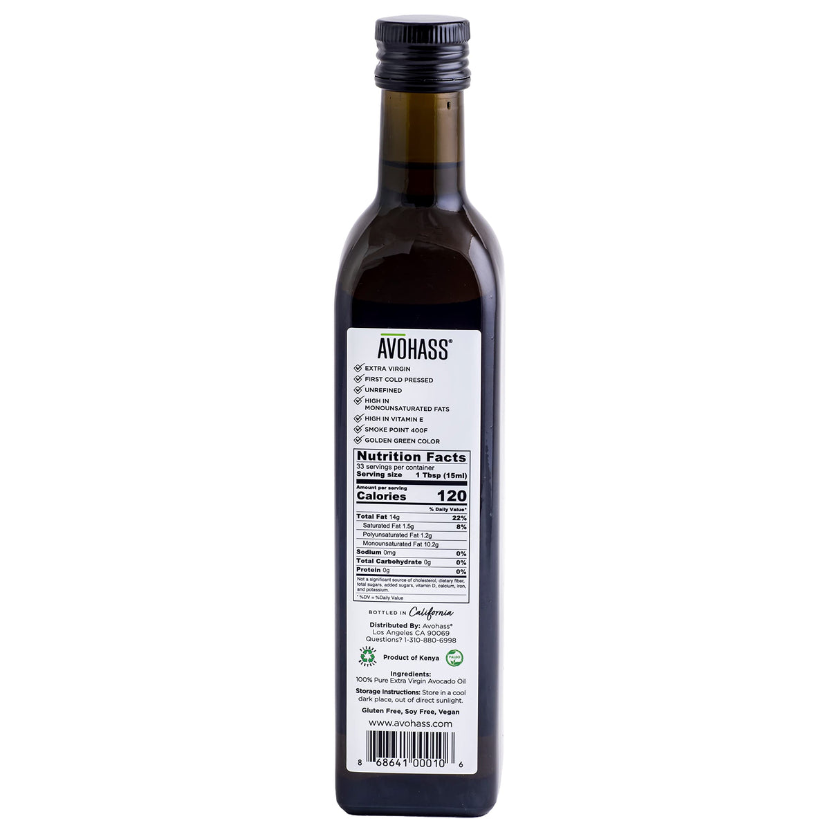 Avohass Kenya Extra Virgin Avocado Oil 16.9 Fl Oz Bottle
