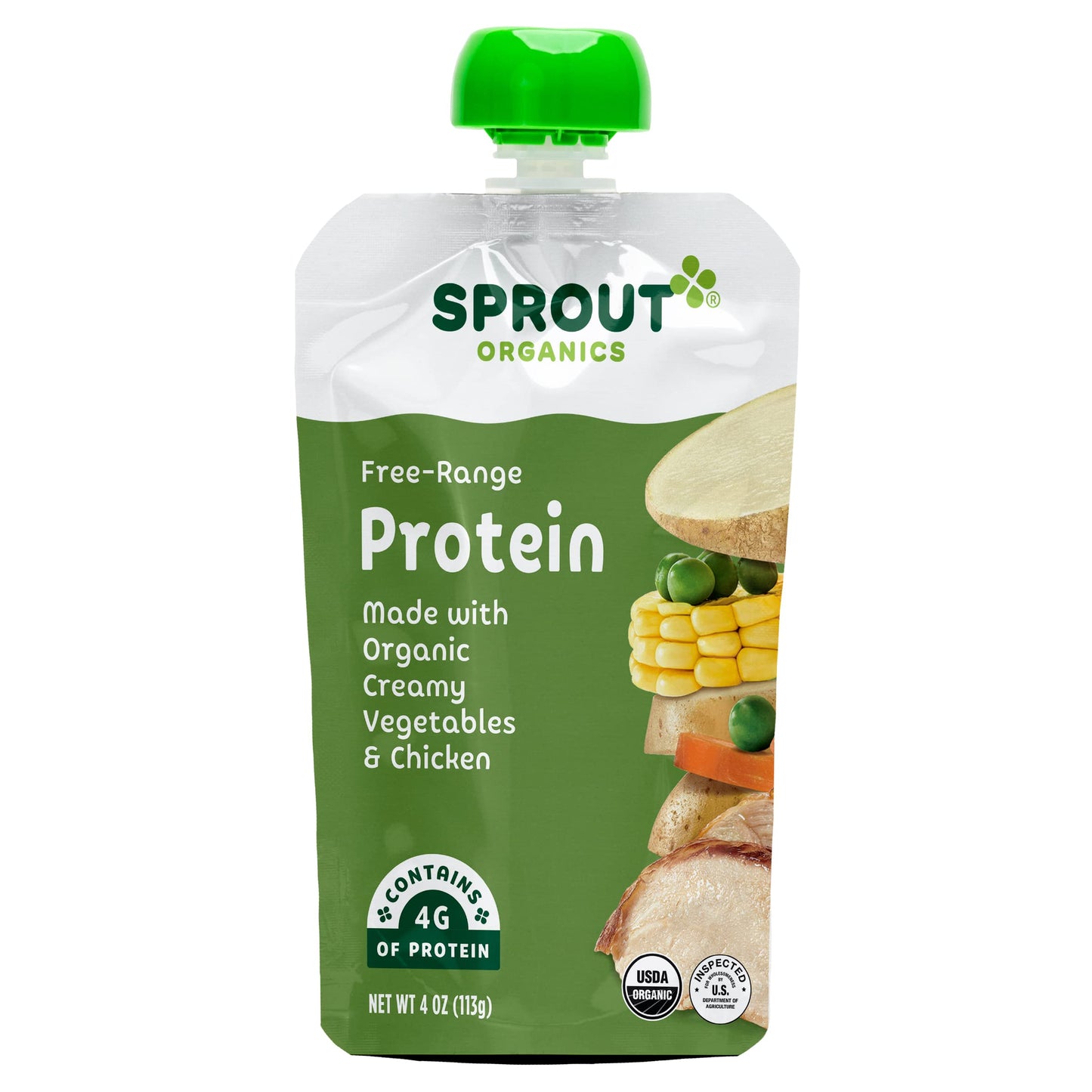 Sprout Organic Baby Food Pouches Stage 3, Creamy Vegetables W/ Chicken, 4 Oz (Pack Of 12)