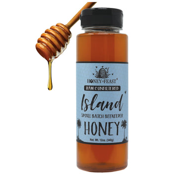 Honey Feast Raw Sea Grape Honey 12 Ounces Unfiltered And Pure Cold Packed And Hand Poured In Florida, Usa