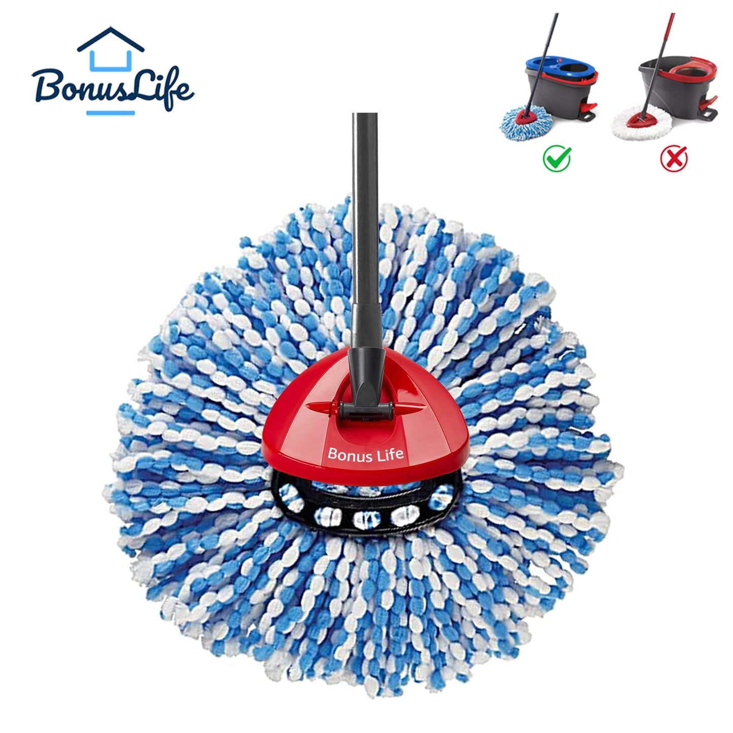 Bonuslife 2-Pack Mop Head For O-Ceda Rinseclean Spin Mop Refill 2-Tank System Only Easy Cleaning Microfiber Replacement