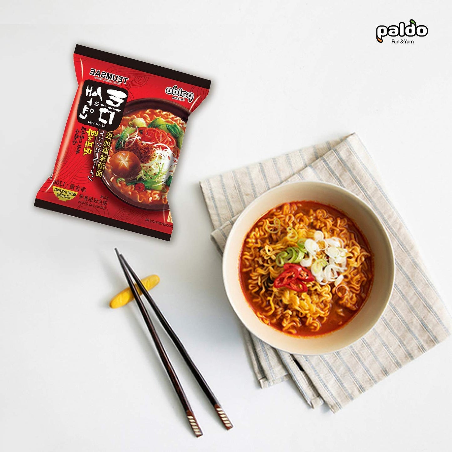 PALDO FUN & YUM TeumSae Ramen Noodles, 5 Pack, 4.23 Ounce Each - Authentic Korean Flavor