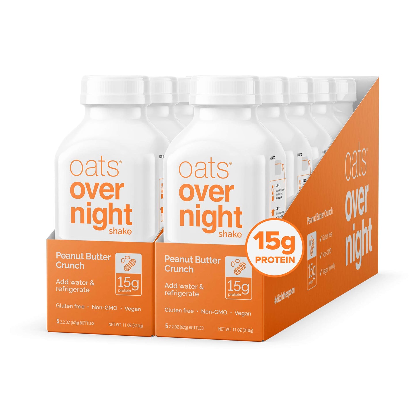Oats Overnight Peanut Butter Crunch Shake - Gluten Free, Non-GMO, Vegan, 15g Protein, 110 Ounce (Pack of 1)