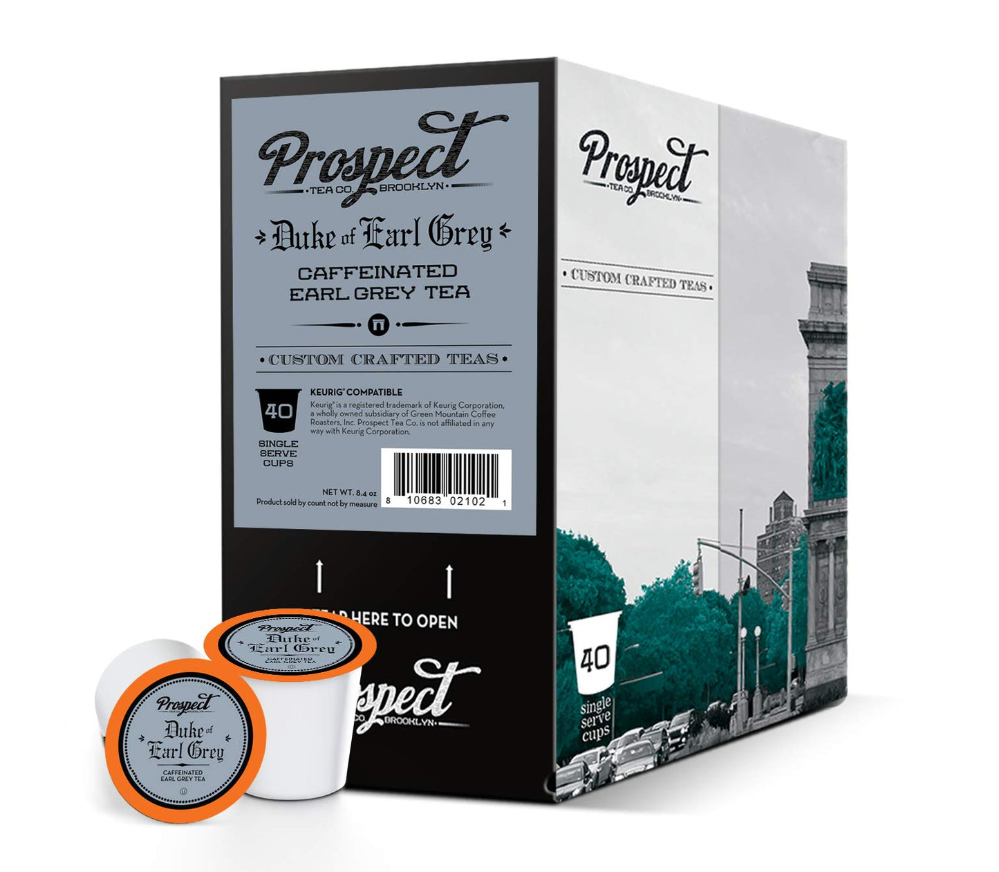 Prospect Tea Co. Earl Grey Tea Pods, Compatible with K Cup malt-inspired, 40 Count, Model PTC DE40