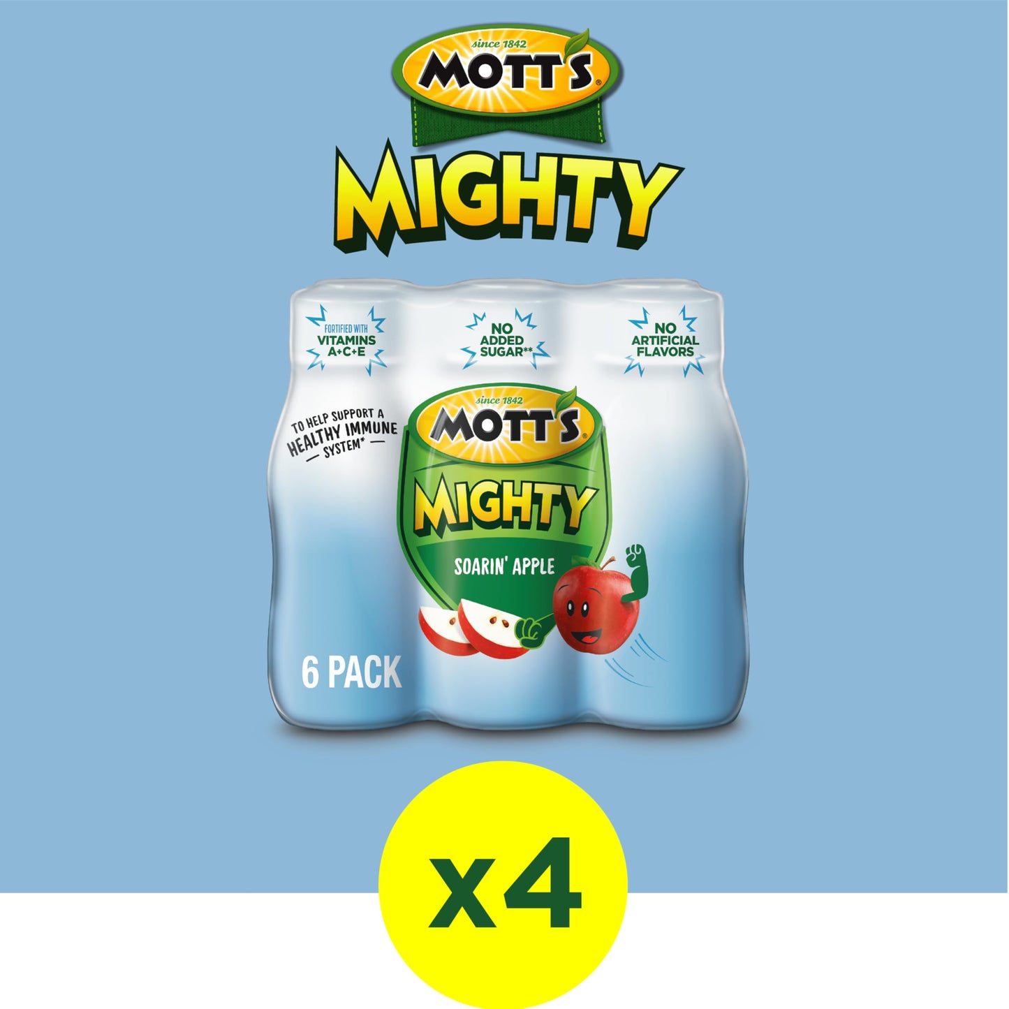 Motts Mighty Soarin Apple Juice Drink, 100% Fruit Juice, 8 Fl Oz Bottles, 24 Count (4 Packs of 6)