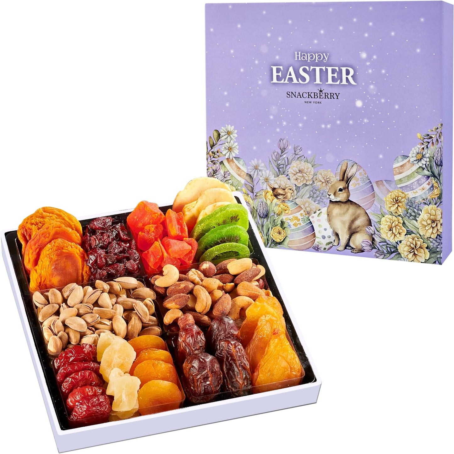 Snackberry Easter Dried Fruit & Nuts Gift Basket, 12 Snack Assortment, Healthy Kosher, 2-Pack