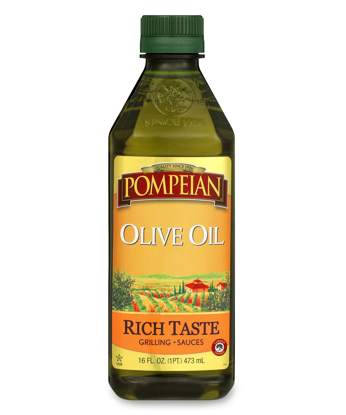 Pompeian Rich Taste Olive Oil, Rich, Full Flavor, Perfect For Grilling & Sauces, Naturally Gluten Free, Non-Allergenic, Non-Gmo, 16 Fl. Oz.
