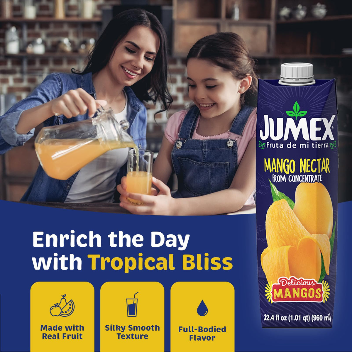 Jumex Mango Nectar Juice - Fresh Fruit Puree - 32.4 Fl Oz Carton - Smoothie & Cocktail Mix
