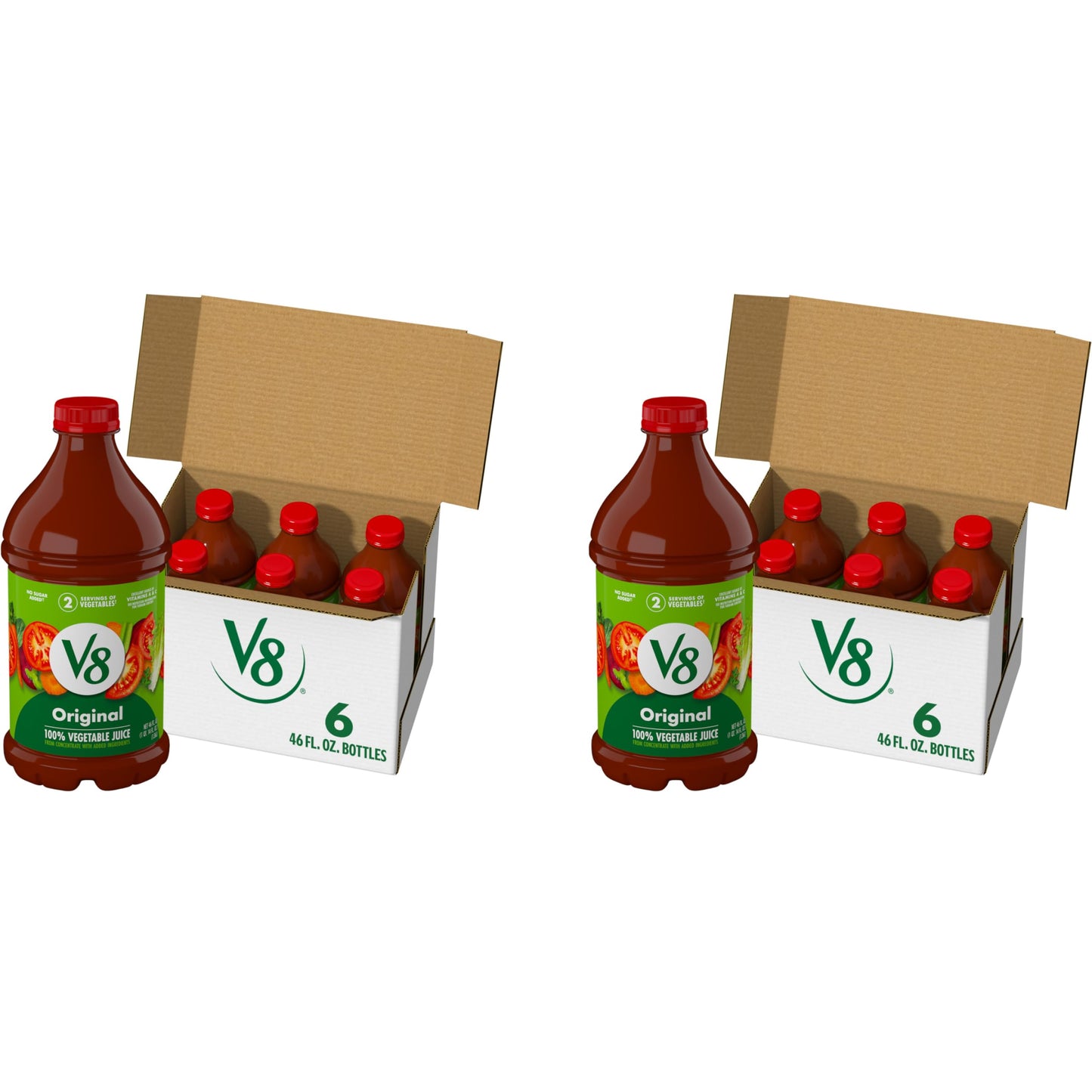V8 Original 100% Vegetable Juice, 46 fl oz Bottle (12 Pack)
