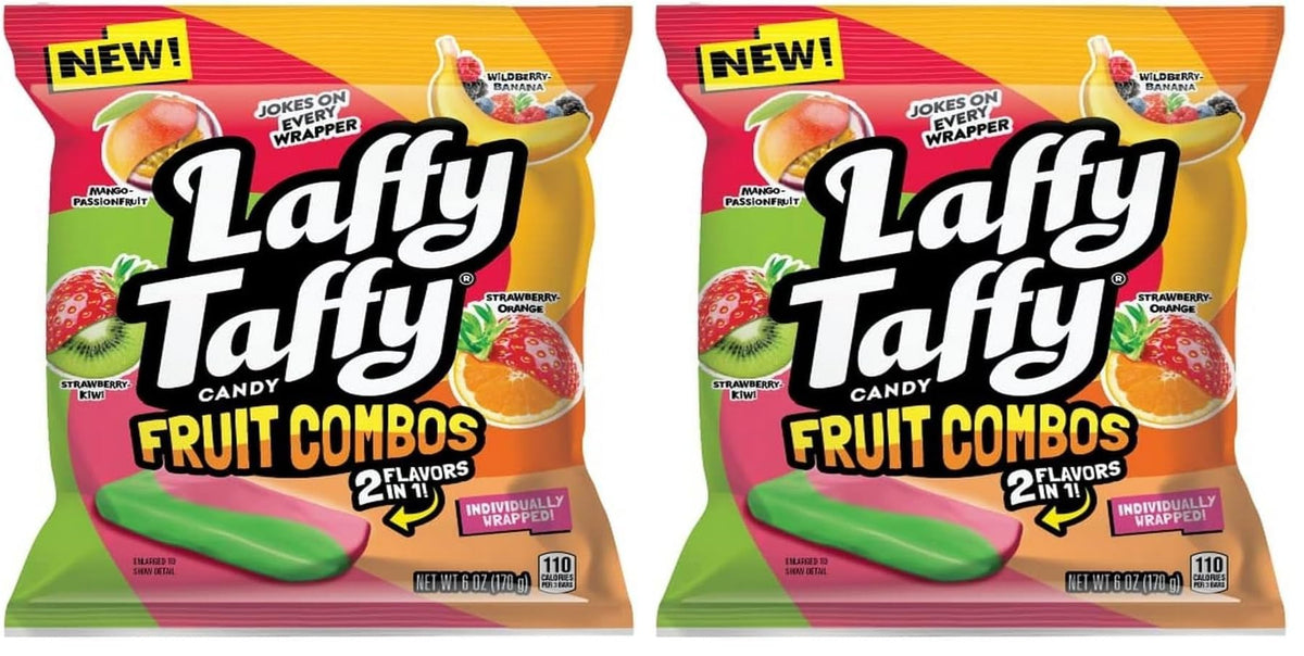 Laffy Taffy Candy, Fruit Combos, Individually Wrapped Mini Bars, 6 Ounce (Pack of 2)